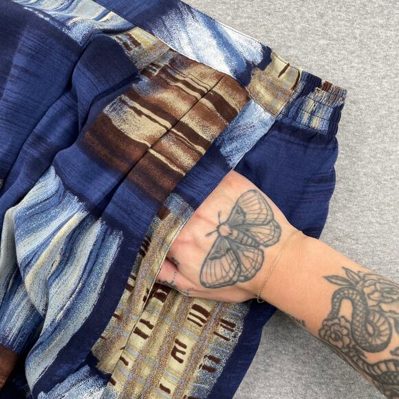 Vintage Y2K 90s Sag Harbor Maxi Skirt Large Blue Brown Geometric Funky Abstract - Picture 8 of 16
